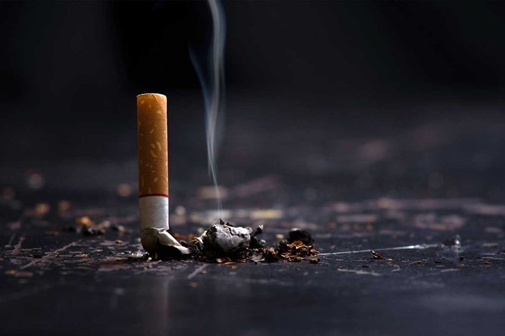 World No Tobacco Day Concept Stop Smoking.tobacco cigarette butt on the floor